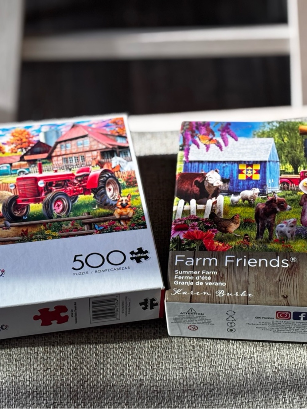 Bundle of 2 puzzles Farm Friends Summer Farm 500-750 Piece Puzzles- Multicolor